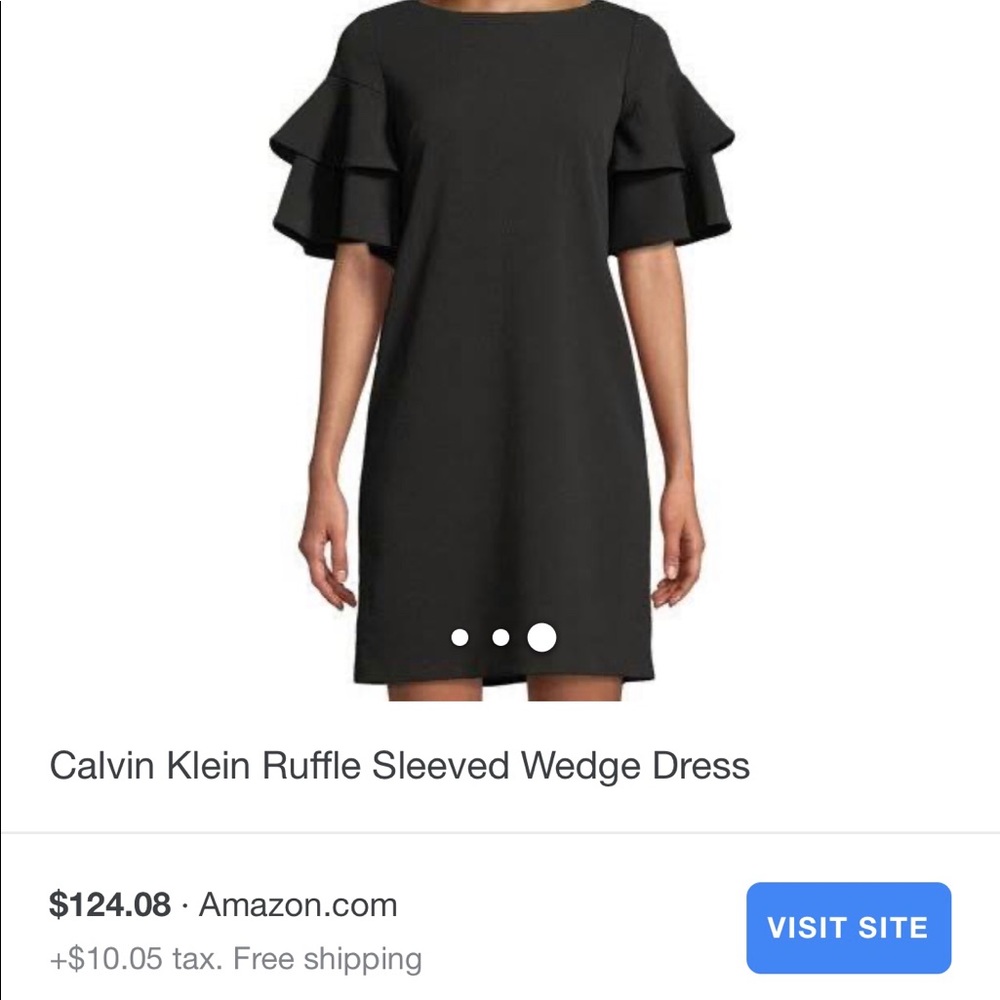 Calvin Klein ruffled sleeve wedge dress